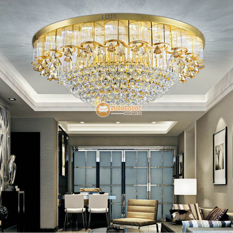 Đèn ốp trần pha lê đẹp treo phòng khách CM221-2